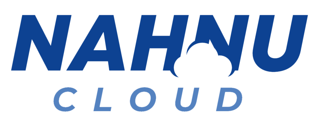 Nahu cloud logo designed by Jaime Alnassim on a white background.
