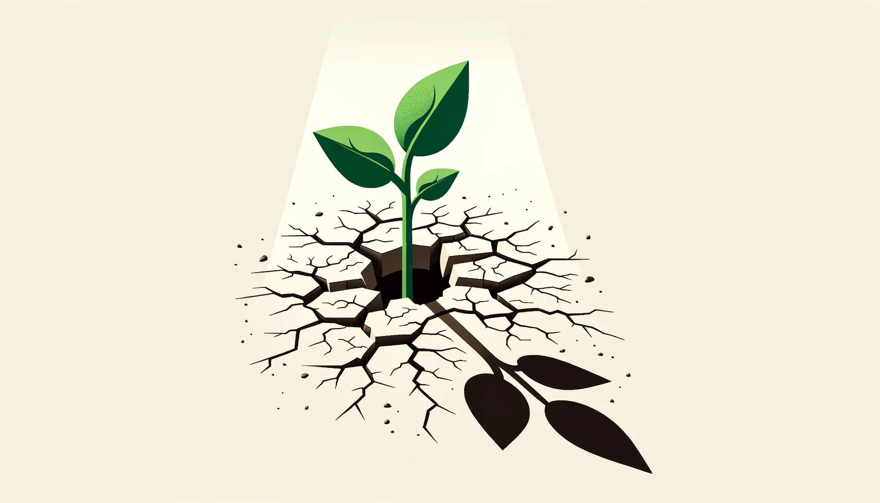 An illustration of a plant overcoming perfectionism by growing out of a hole in the ground.