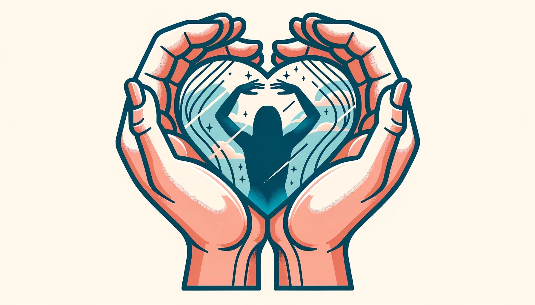 A woman displaying authenticity and self-compassion while holding a heart in her hands.
